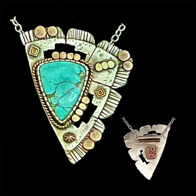Sterling Silver and Gold Plated Native American Themed Triangular Necklace *Custom Order