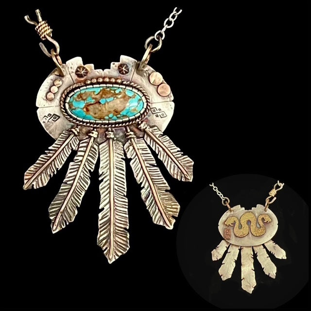 Sterling and Fine Silver Pendant w/Feathers