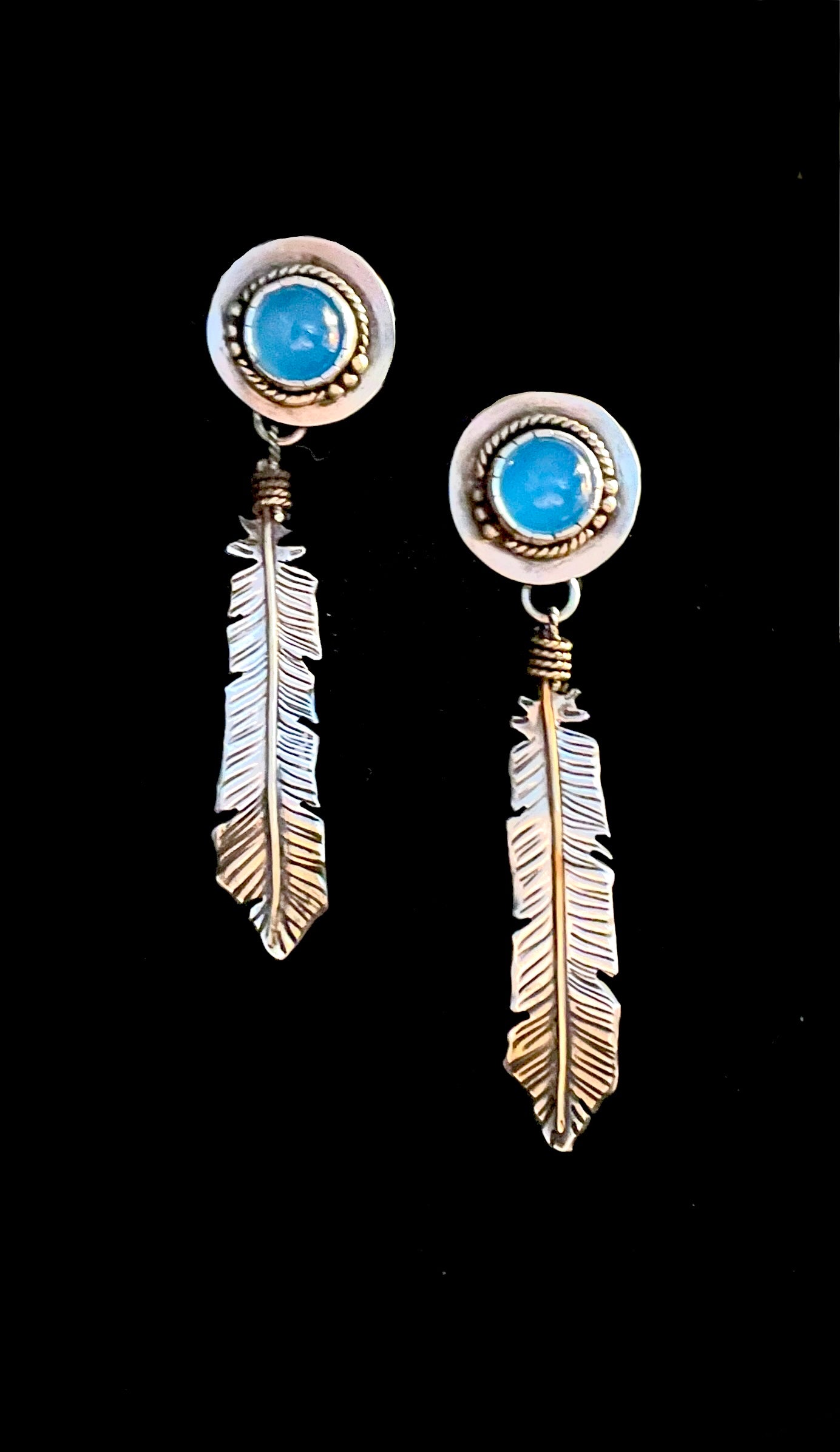 Fine Silver Two Piece Feather Earrings w/Keum Boo Gold Leaf Tips *Custom Order